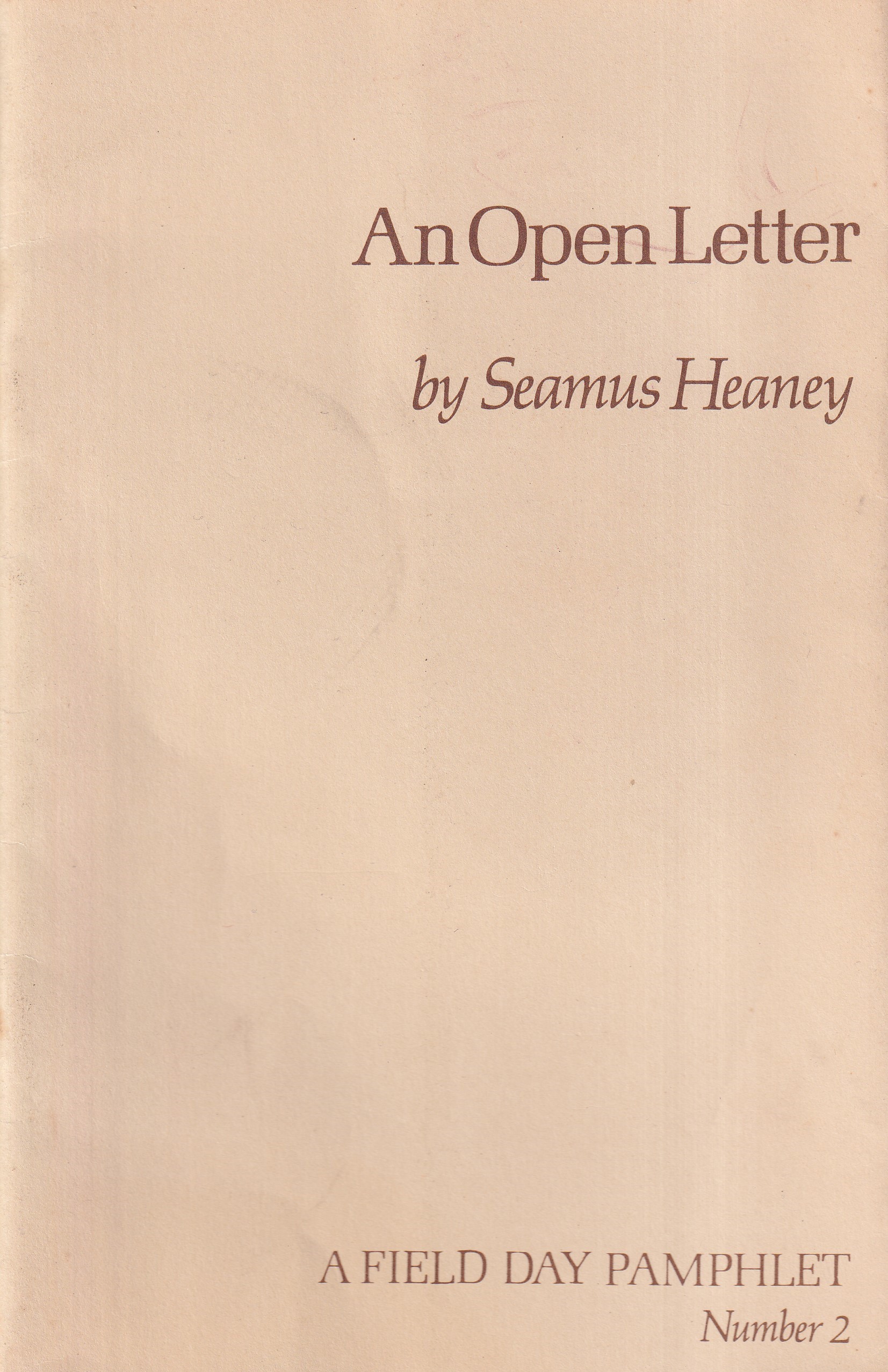 An Open Letter | Seamus Heaney | Charlie Byrne's